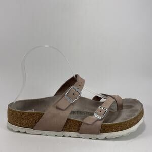 Birkenstock Mayari Toe Loop Sandals Womens Size 38 US 7-7.5 Oiled Leather Taupe